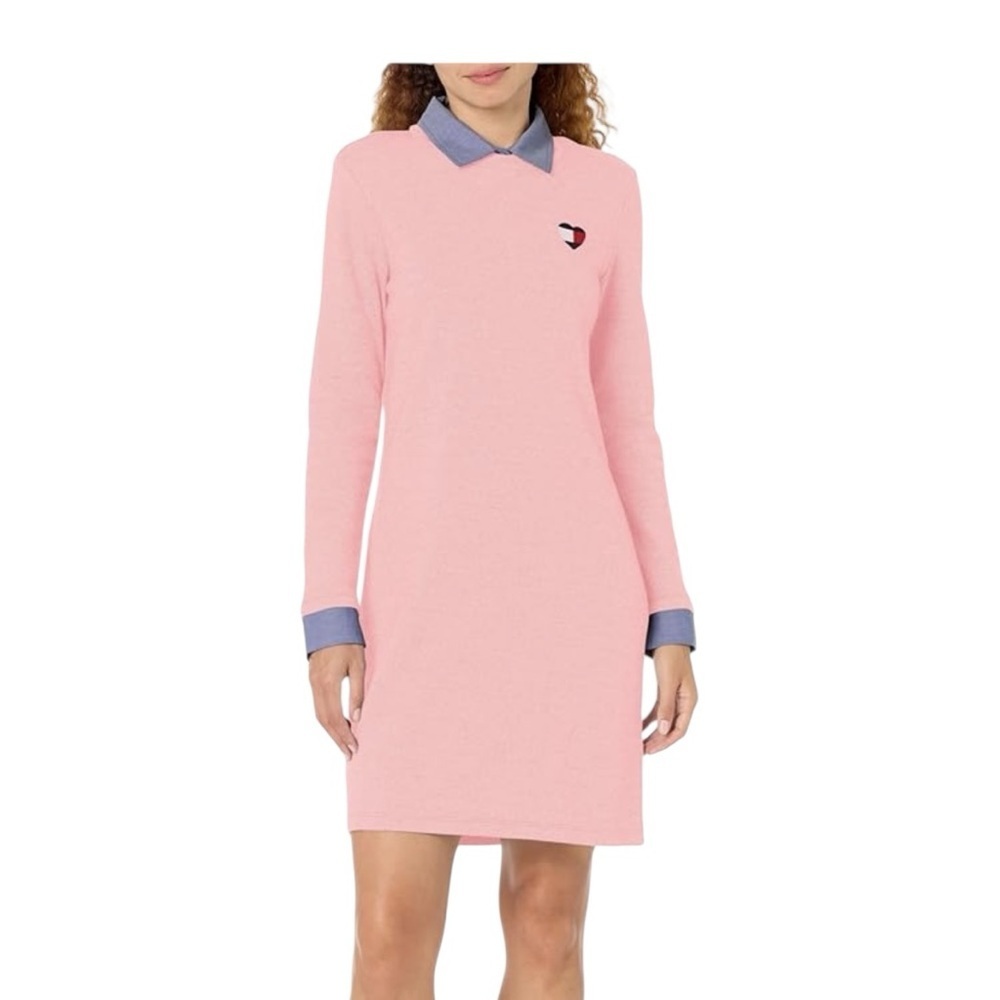 Tommy Hilfiger. Pink Long Sleeve Polo Collar Dress